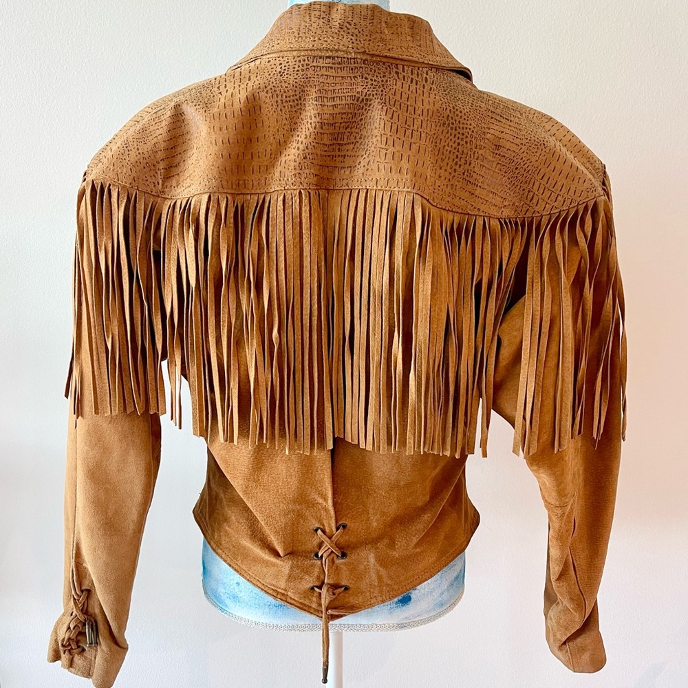 Vintage Winlit Suede Fringe Jacket Western Boho Festival – Size M